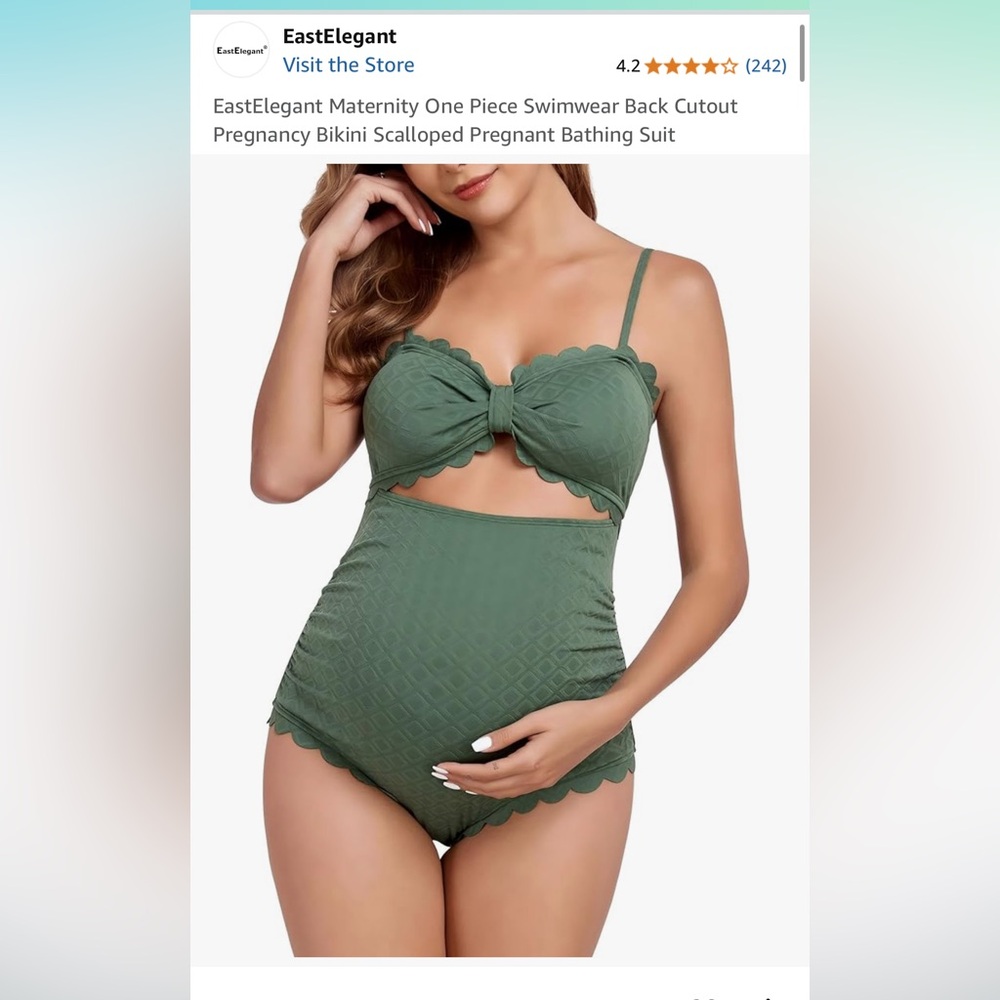 Maternity Scalloped Green Swimsuit